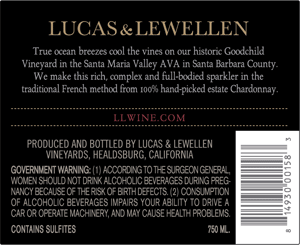 Lucas & Lewellen Blanc de Blanc Brut Sparkling Wine back label