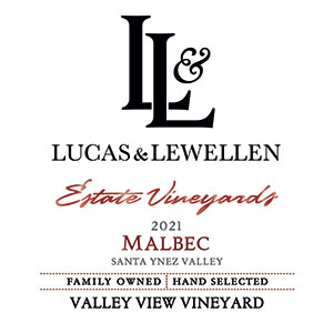 2021 Lucas & Lewellen Vineyards Malbec front label 2021 Lucas & Lewellen Vineyards Malbec front label