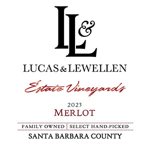 Lucas & Lewellen 2023 Merlot front label Lucas & Lewellen 2023 Merlot front label