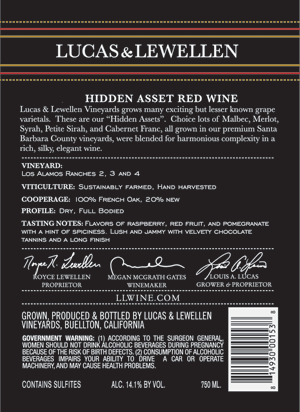 Hidden Asset wine back label