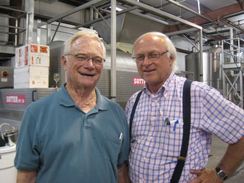 Louis Lucas and Royce Lewellen at the winery in the good old days