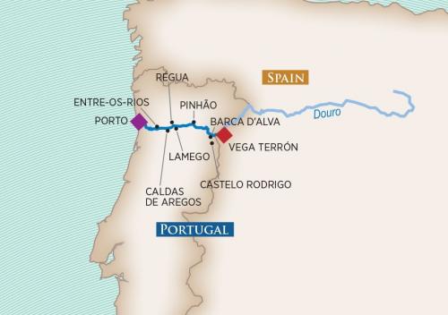 AMAWaterways map of Portugal wine cruise
