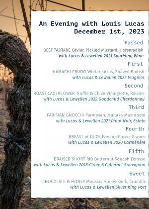 Christmas Winemaker Dinner Menu graphic - text in body