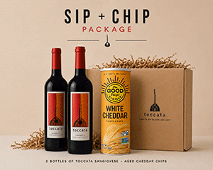 2 bottles Toccata Sangiovese with Aged Cheddar Potato Chips