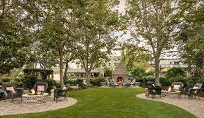 The lawn and outdoor fireplace at the Santa Ynez Inn